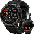 KOSPET Montres connectées, Noir – Tank T4C Montre Connectée Homme | Lampe Torche LED et Talkie-Walkie, Corps Entièrement Métallique