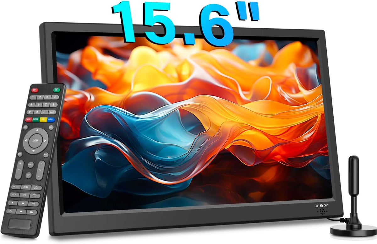 KCR téléviseur, 12 V – Noir | numérique portable, TV DVB-T2 – entrées HDMI/AV/USB | télécommande, chargeur de voiture