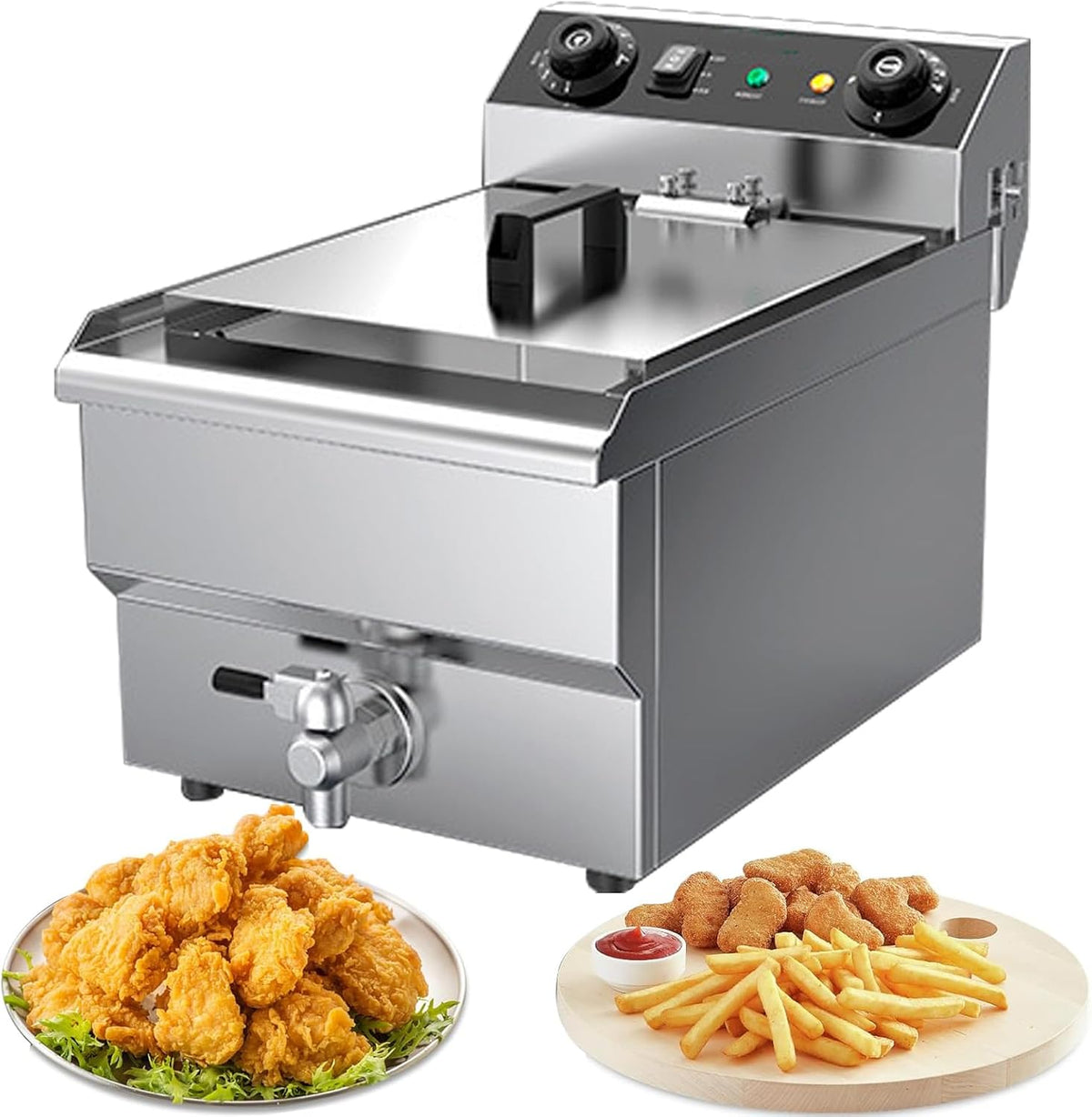Friteuses LXTEDJ – 220 V-240 V | 16 L, 6000 W – 8 L | argent, Friteuse électrique – friteuse inox | friteuse grande capacité