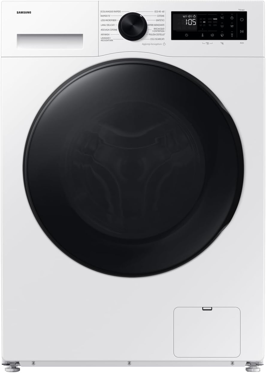 lave-linge Samsung | machine à laver, 9 kg – 60 l | blanc avec hublot noir et écran noir, Sèche-linge Crystal EcoDry DV90DG52A0TE
