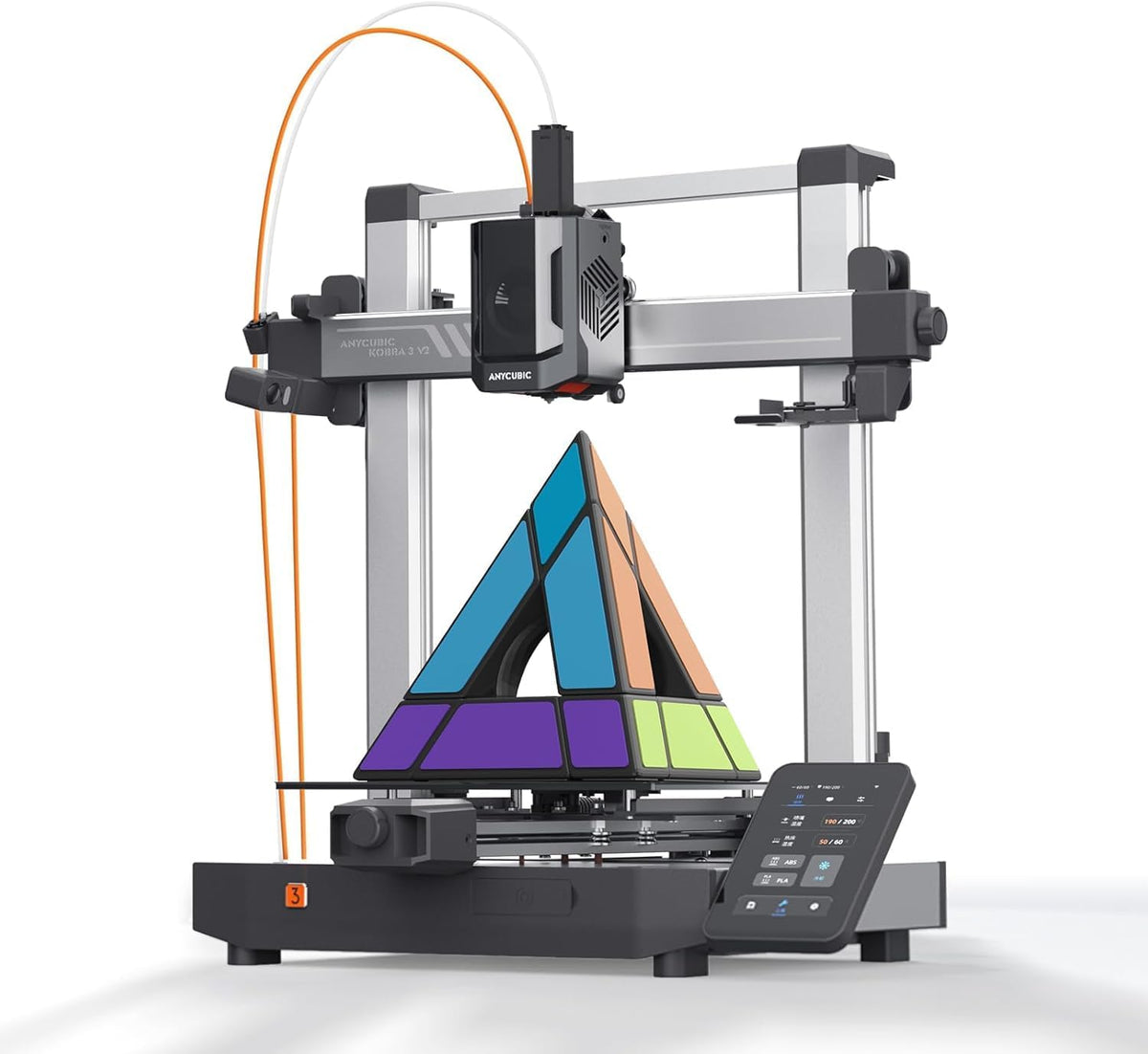 ANYCUBIC Imprimantes 3D, 600 mm – 260 mm | Noir/Argent, Kobra 3 V2 Imprimante 3D – s Haute Vitesse | Auto-Nivellement LeviQ 3.0
