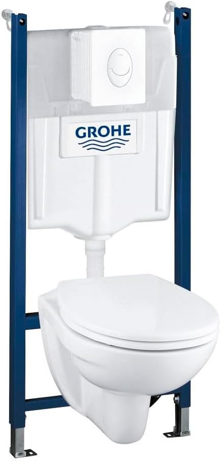 WC 1 pièce GROHE – Blanc/Bleu | 39116000 Ceramic Compact Solido Set WC, 39116000