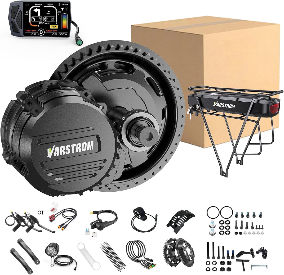 Varstrom Sports nautiques, 48 V – 1000 W | 73 mm, Noir – Kit Conversion Vélo Électrique Moteur Central TSDZ16 avec Capteur de Couple