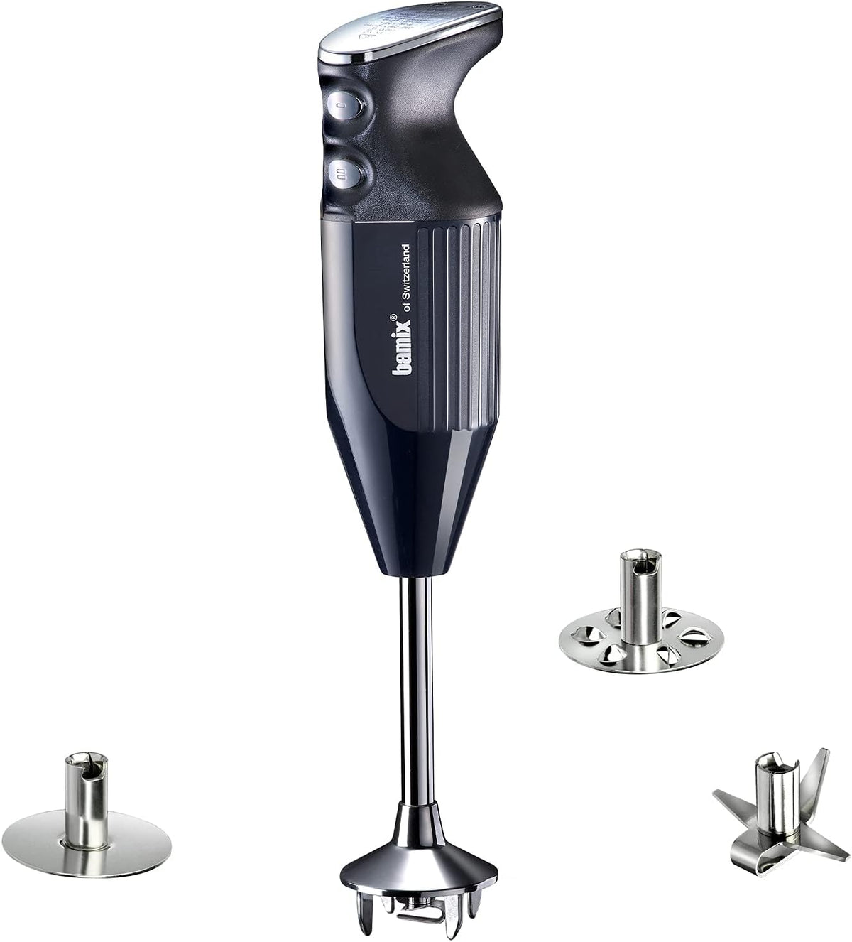 bamix blender, 250 W – Noir/Chromé | Set avec mixeur plongeant M250 PRIME avec couteau étoile, disque fouet et disque mélangeur en inox