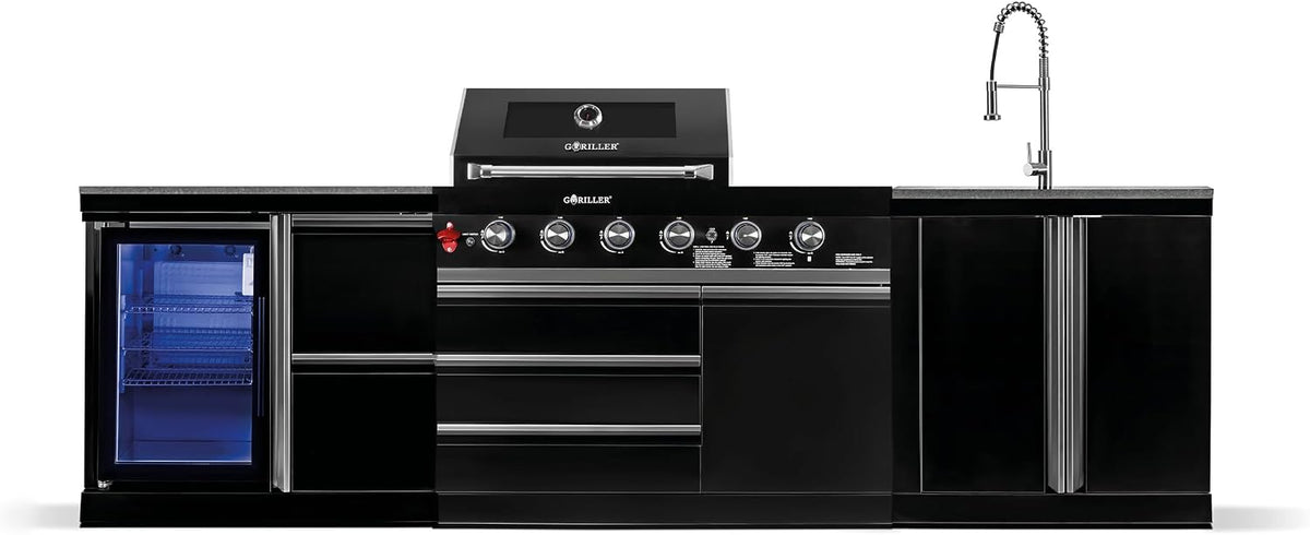 réfrigérateur GORILLER | frigo, Noir – Selected Lite Cuisine d'extérieur en acier inoxydable | unité d'évier, plan de travail