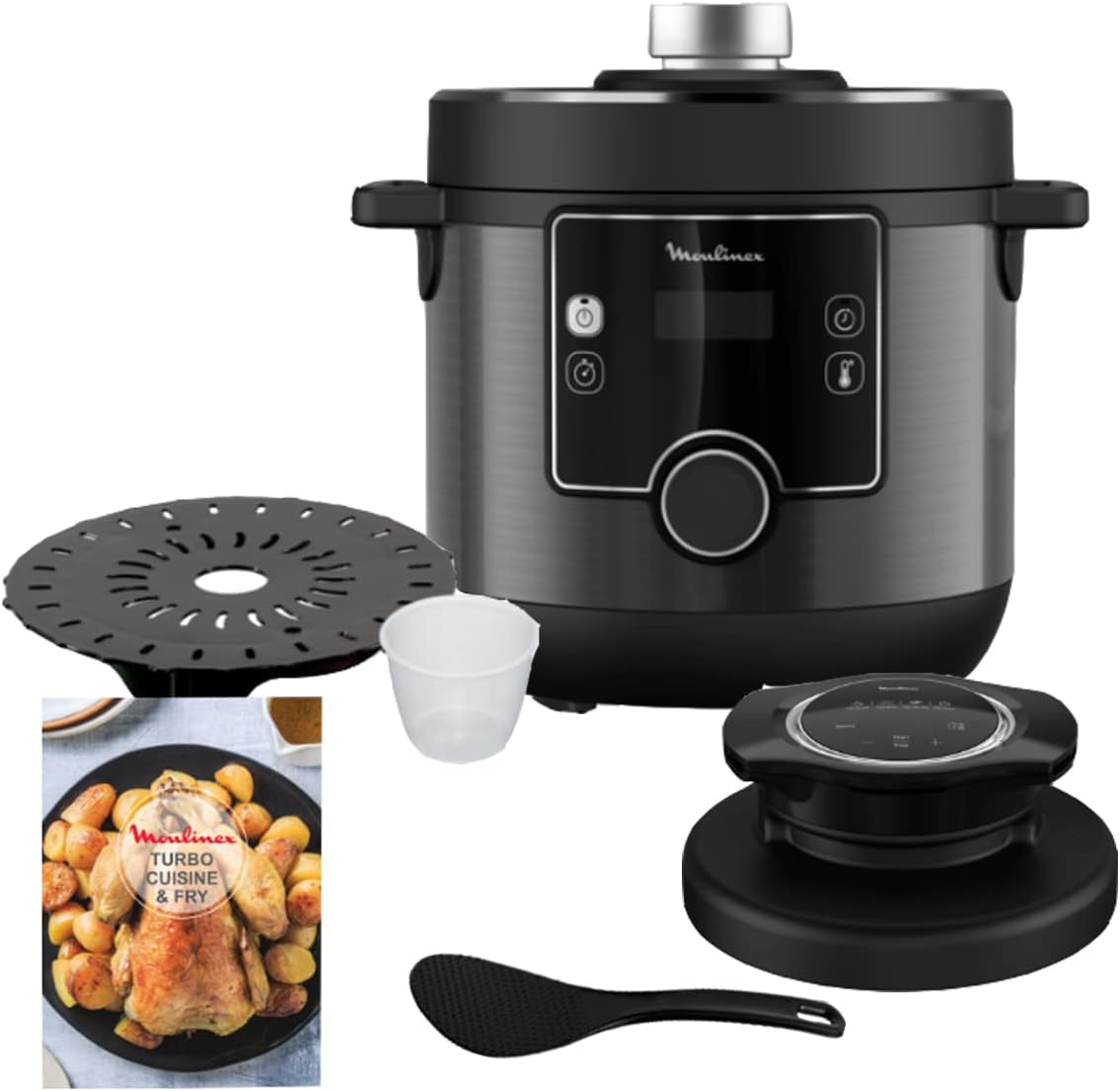 Multicuiseurs Moulinex | Noir, CE7788 Turbo Cuisine et Fry Multicuiseur – Couvercle Turbo-Crisp multifonction