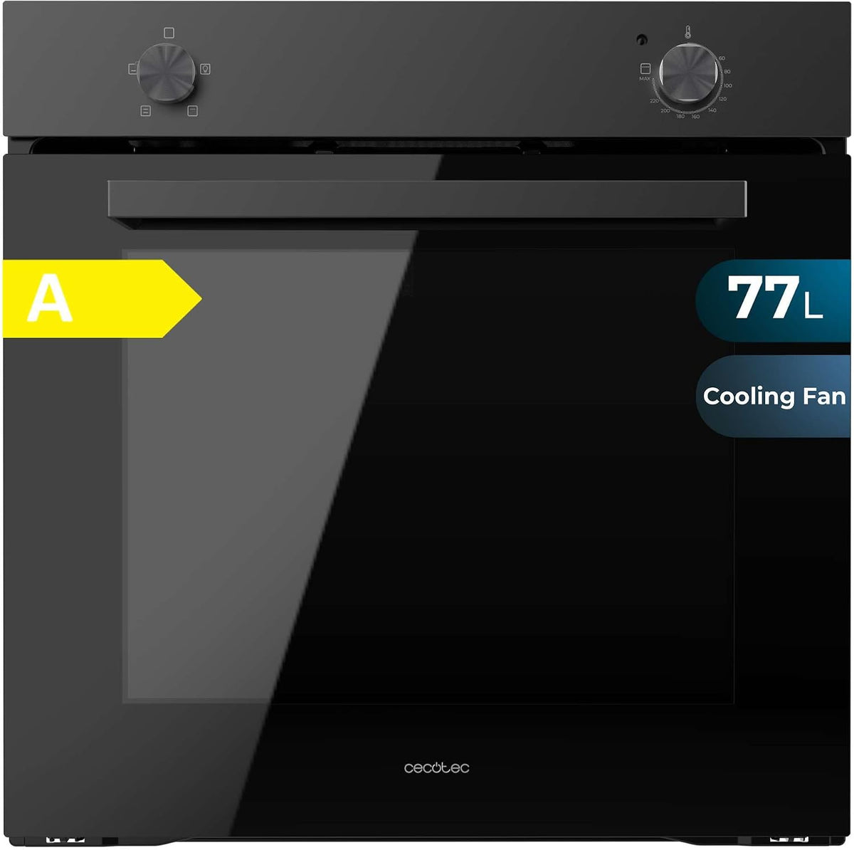 Cecotec Électroménager spécialisé, 77 L – 2800 W | Noir, Four Intégrable Bolero Hexa C126000 Dark Inox A – 4 Fonctions