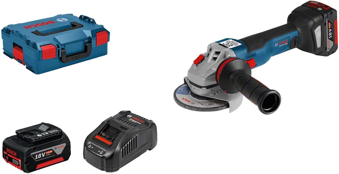 Outillage électroportatif Bosch Professional | 18 V, 2 x 5 – 125 mm | Bleu/Gris/Noir/Rouge, GWS -10 C Meuleuse angulaire sans fil