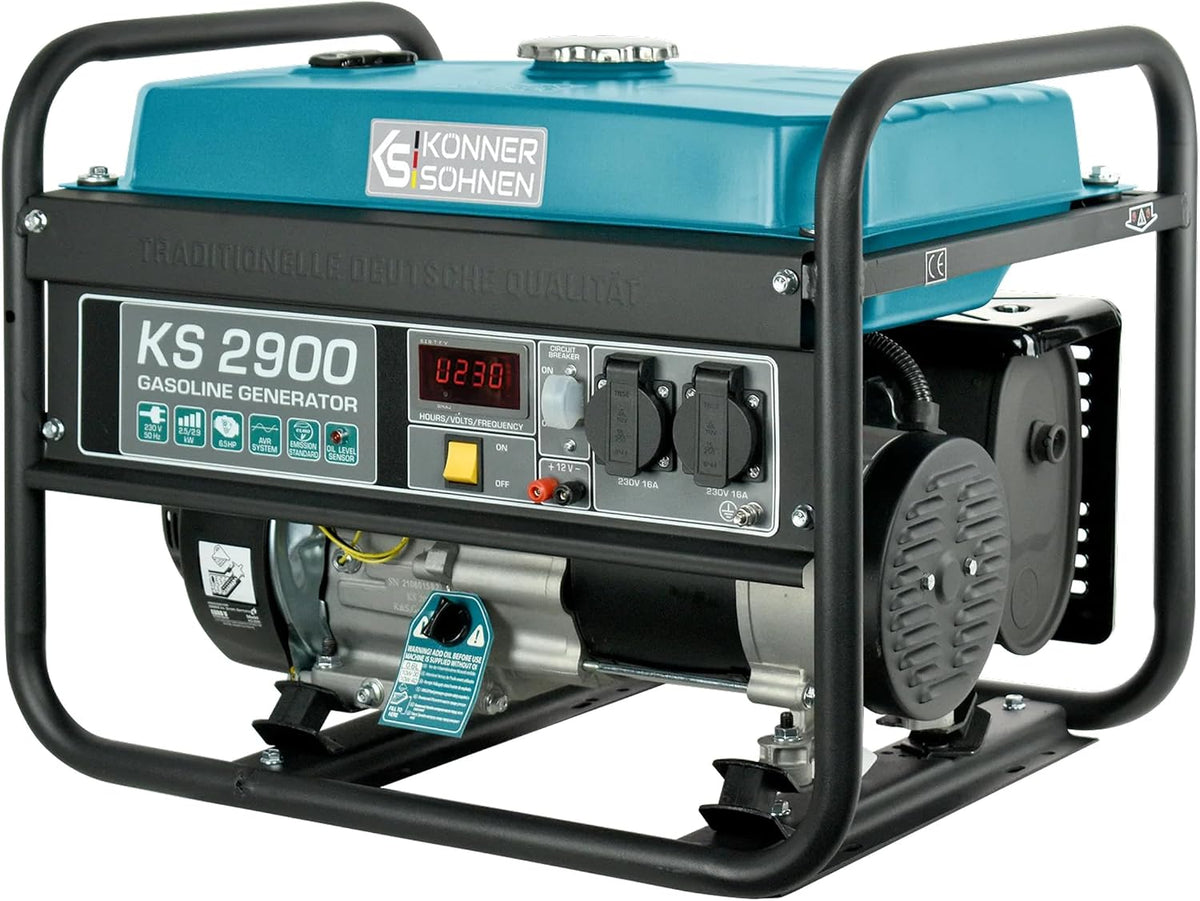 groupe électrogène K&S Könner&Söhnen | 2900 G, 2900 W – 2x16 | 230 V, 12 V – Noir/Bleu | KS énérateur à essence