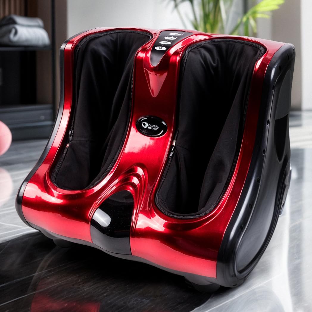 appareil de massage des pieds GLOBAL RELAX | Rouge/Noir, VITALZEN Appareil electrique de massage pour les pieds et les jambes