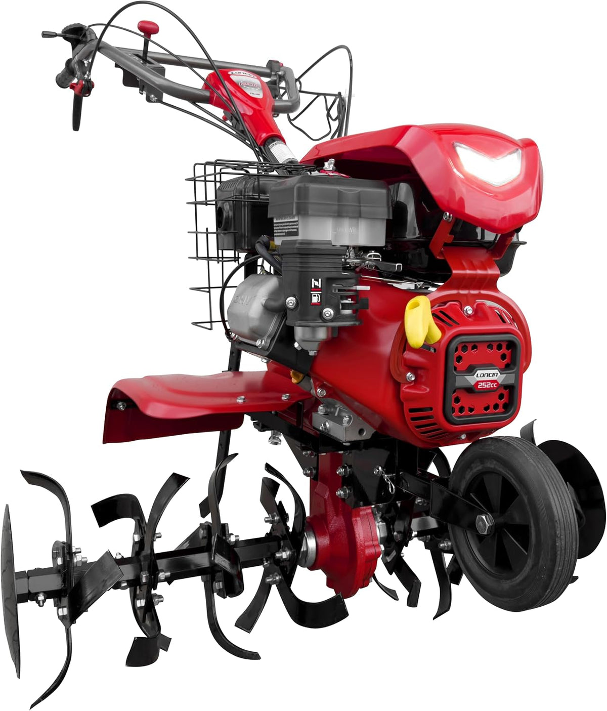 motoculteur Loncin | Rouge/Noir, LC1200 Motobineuse à essence 8 – 5 CV Motobineuse