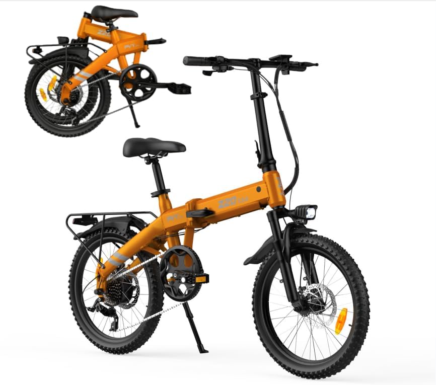 PVY Vélos électriques, 22.5 kg – Orange/Noir | Vélo Électrique Urbain - Équipé de Garde-Boue, 7 Vitesses