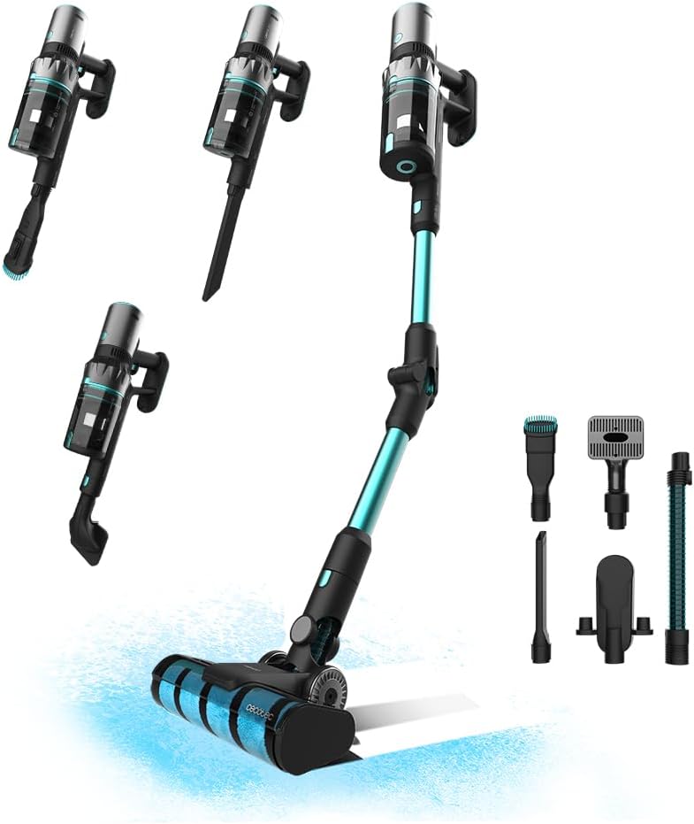 Aspirateurs Cecotec | 400 W, 30 kPa – Noir/Bleu | Autonomie 65 Min, Moteur Numérique – Brosse Jalisco | Accessoires Animaux