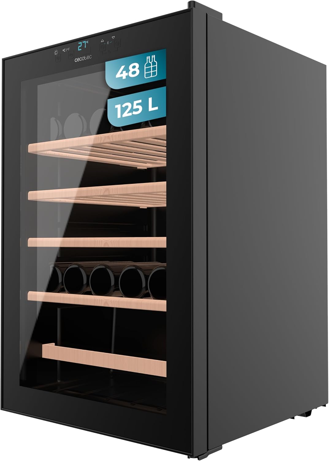 réfrigérateur Cecotec – frigo | Noir, Cave à Vin 48 Bouteilles Bolero GrandSommelier 4850 Black Compressor – Système Compresseur